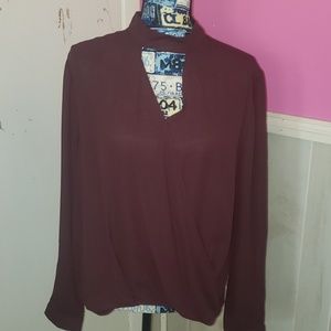 Sheer burgundy blouse